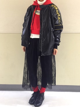 「ライブ」｜「アイテム（その他アウター）」を使った、fujicoさん（レディース・155cm）の冬コーディネート