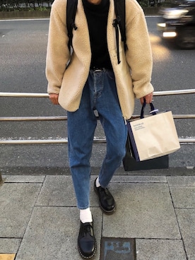 「UNIQLO（ユニクロ）のエクストラファインメリノリブタートルネックセーター（長袖）（ニット/セーター）」を使った、Yuki さん（メンズ・183cm）の秋コーディネート