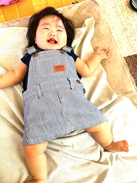 「BOBSON（ボブソン）のアイテム（サロペット/オーバーオール）」を使った、コマさんさん（キッズ・80cm）の夏コーディネート