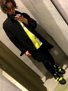 「Luv maison（ラブメゾン）のハイパーストレッチタイトスキニーデニム（デニムパンツ）」を使った、TAKAYUKIさん（メンズ・165cm）の春コーディネート