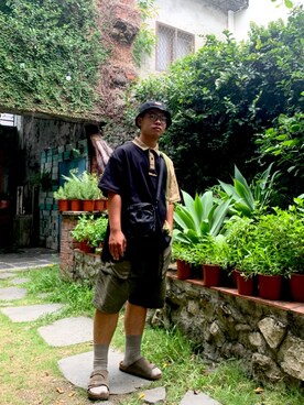 「plain-me（プレインミー）のアイテム（ショルダーバッグ）」を使った、keephandsomeさん（メンズ・170cm）の夏コーディネート