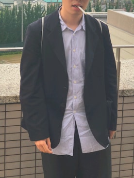 「Y’s for men（ワイズフォーメン）のアイテム（Tailored jacket、ブラック系）」を使った、カバオさん（メンズ）の夏コーディネート