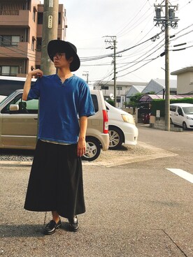 「603（ロクマルサン）のアイテム（帽子）」を使った、山田和俊さん（メンズ・167cm）の夏コーディネート