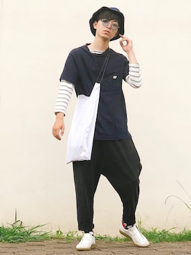 「Scye（サイ）のアイテム（Tシャツ/カットソー）」を使った、山田和俊さん（メンズ・167cm）の夏コーディネート