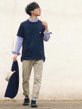 「Scye（サイ）のアイテム（Tシャツ/カットソー）」を使った、山田和俊さん（メンズ・167cm）の春コーディネート