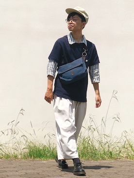 「Scye（サイ）のアイテム（Tシャツ/カットソー）」を使った、山田和俊さん（メンズ・167cm）の夏コーディネート