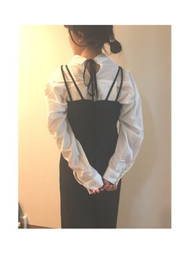 「SLY（スライ）のアイテム（オールインワン・サロペット、ブラック系）」を使った、sakiさん（レディース・158cm）の春コーディネート