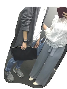 「DHOLIC（ディーホリック）のアイテム（シャツ/ブラウス、ホワイト系）」を使った、sakiさん（レディース・158cm）の春コーディネート