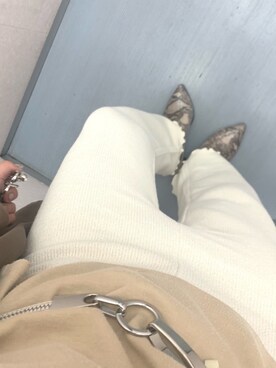 「ROPE' PICNIC（ロペピクニック）のカットソーリブパンツ（その他パンツ、ベージュ系）」を使った、sakiさん（レディース・158cm）の春コーディネート