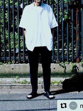 「Makers（メイカーズ）のアイテム」を使った、遠藤嘉雅さん（メンズ・177cm）の夏コーディネート