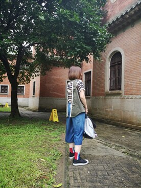「工装」｜Kristy Ng さん（レディース・157cm）の夏コーディネート