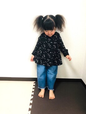 「パーマ風」｜natsuさん（キッズ・90cm）の冬コーディネート