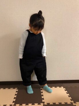 「quoti use fith（クゥオティ　ユース　フィス）のアイテム（サロペット/オーバーオール）」を使った、natsuさん（キッズ・100cm）の春コーディネート