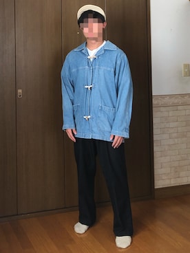 「アイテム（ダッフルコート）」を使った、MIKIさん（メンズ・169cm）の春コーディネート