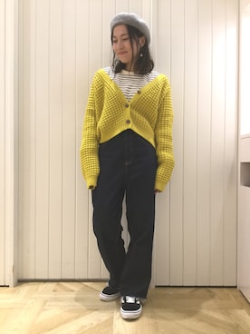 「ハイウエストパンツ」｜「アイテム（ハンチング/ベレー帽）」を使った、ローリーズファームならファミリー店さん（レディース・160cm）の秋コーディネート