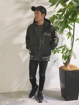 「AVIREX（アヴィレックス）のアイテム（ナイロンジャケット）」を使った、SHOさん（メンズ・168cm）の冬コーディネート