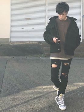 「mnml（ミニマル）のアイテム（ブルゾン）」を使った、ContRaStさん（メンズ・173cm）の秋コーディネート
