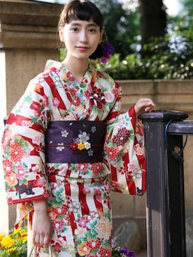 「ネコ」｜「アイテム（浴衣）」を使った、utataneさん（レディース・163cm）の夏コーディネート