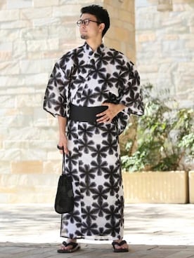 「アイテム（浴衣、ホワイト系）」を使った、utataneさん（メンズ・170cm）の春コーディネート