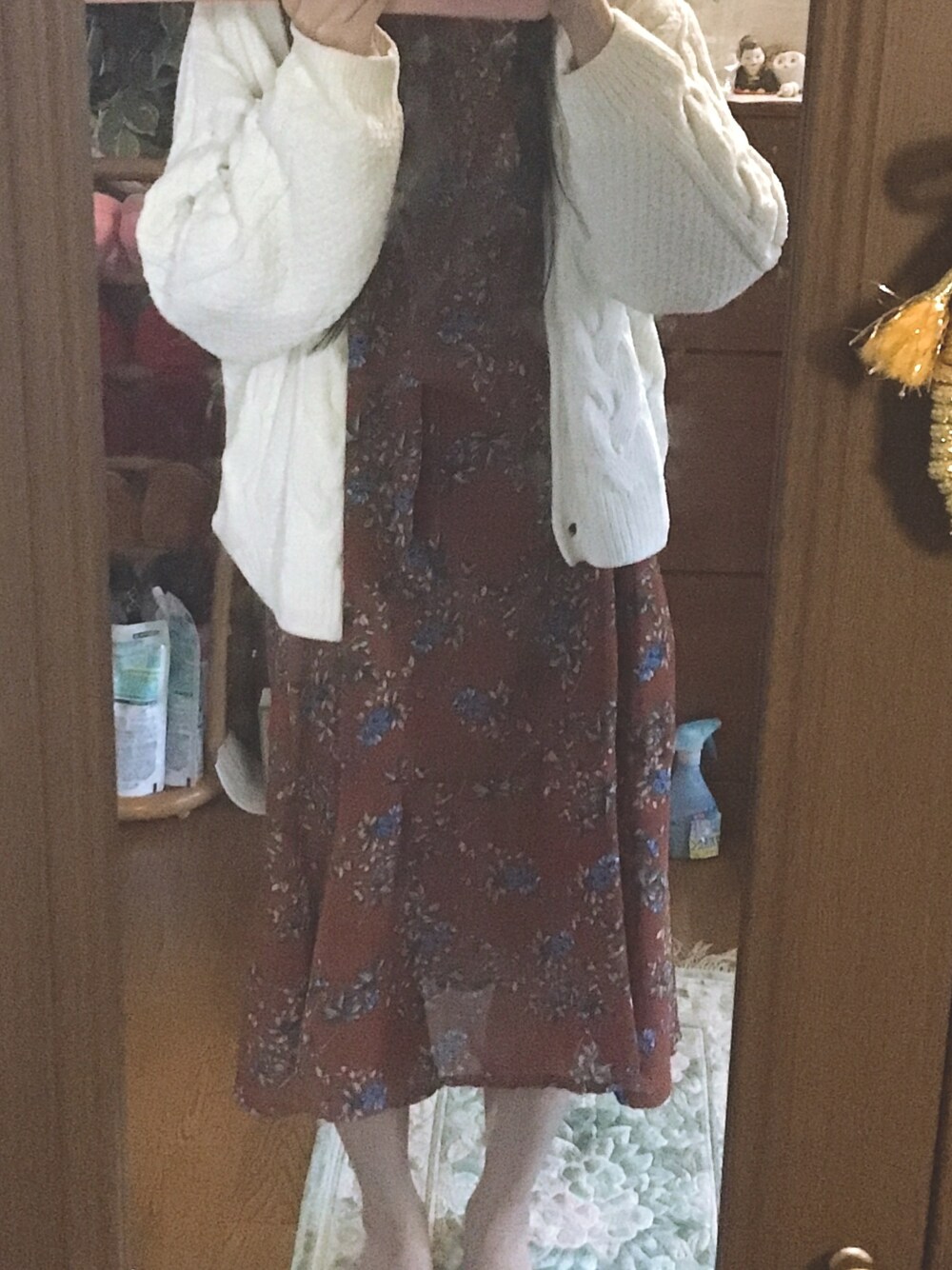 「プチプラ、冬コーデ、韓国ファッション、ガーリー、ナチュラル、ootd、お洒落さんとつながりたい、ロングワンピース、シンプル」｜「GOGOSINGのアイテム（ワンピース、ブラウン系）」を使った、ゆんさん（レディース・160cm）の秋コーディネートの1枚目の写真