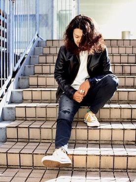 「アイテム（デニムパンツ）」を使った、Mogyさん（メンズ・170cm）の秋コーディネート