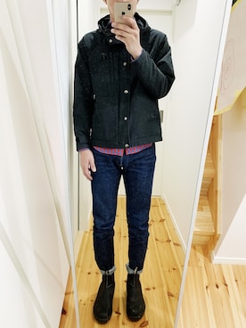 「A.P.C.」｜「アイテム（マウンテンパーカー）」を使った、まもるくんさん（メンズ・177cm）の冬コーディネート
