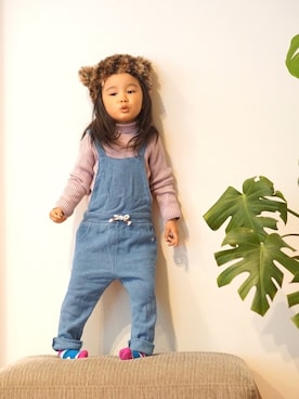 「もけもけ」｜「アイテム（オールインワン・サロペット）」を使った、kakaさん（キッズ・90cm）の秋コーディネート