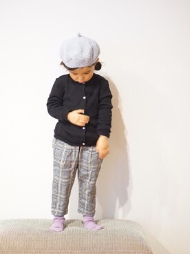 「2歳10ヶ月」｜「アイテム（ハンチング/ベレー帽）」を使った、kakaさん（キッズ・90cm）の冬コーディネート