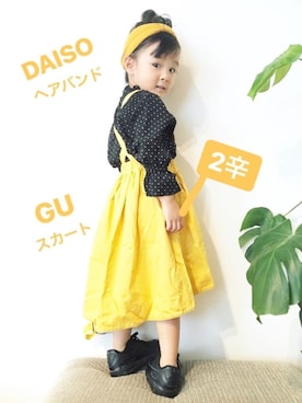 「アイテム（スカート）」を使った、kakaさん（キッズ・90cm）の秋コーディネート