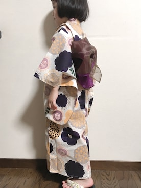「アイテム（浴衣、イエロー系）」を使った、mOMさん（キッズ・92cm）の夏コーディネート