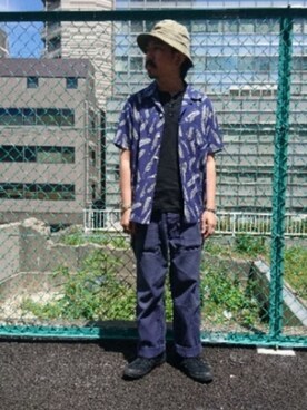 「schott（ショット）のSchott/ショット/ARMY FATIGUE PANTS/アーミー ファティーグ パンツ（その他パンツ）」を使った、katoさん（メンズ・165cm）の夏コーディネート