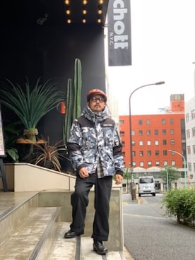 「schott(ショット)のアイテム(ダウンジャケット/コート)」を使った、katoさん(メンズ・165cm)の秋コーディネート