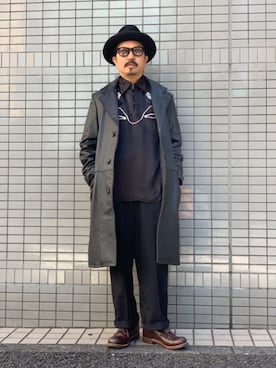 「SCHOTT」｜「アイテム（チェスターコート）」を使った、katoさん（メンズ・165cm）の秋コーディネート