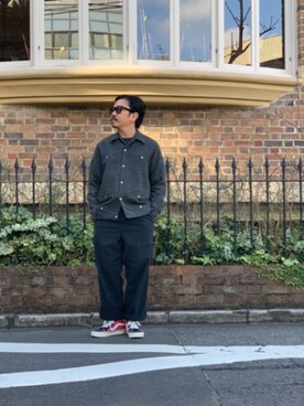 「schott（ショット）のアイテム（スラックス）」を使った、katoさん（メンズ・165cm）の春コーディネート