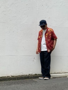 「schott（ショット）のアイテム（スラックス）」を使った、katoさん（メンズ・165cm）の夏コーディネート