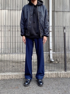「markaware（マーカウェア）のアイテム（MA-1）」を使った、takazoouさん（メンズ・175cm）の冬コーディネート