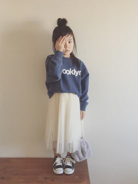 「アイテム（スカート）」を使った、nicomicoさん（キッズ・110cm）の秋コーディネート