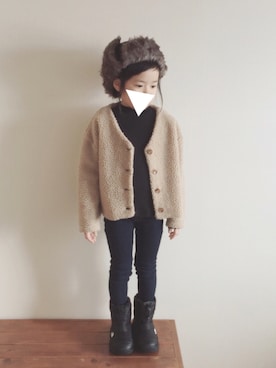 「KRIFF MAYER Kid's Collection（クリフメイヤーキッズコレクション）のアイテム（キャップ）」を使った、nicomicoさん（キッズ・110cm）の冬コーディネート