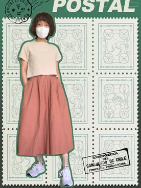 Uniqlo ユニクロ のカーゴパンツ オレンジ系 を使ったレディース人気ファッションコーディネート Wear