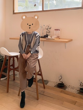 「H&M（エイチ・アンド・エム）のアイテム（チェスターコート）」を使った、mini.meさん（レディース・150cm）の冬コーディネート