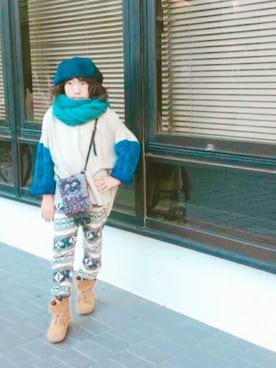 「UJU（ウジュ）のアイテム」を使った、RenRenさん（キッズ・132cm）の春コーディネート