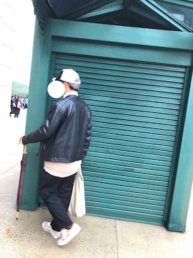 「pairpair」｜「アイテム（ライダースジャケット）」を使った、けんさん（メンズ・172cm）の春コーディネート