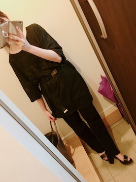 「リブニットパンツ」｜「アイテム（サンダル）」を使った、yさん（レディース・155cm）の春コーディネート