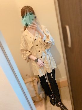 「YELLOWS PLUS（イエローズプラス）のアイテム（ジャケット/アウター）」を使った、yさん（レディース・155cm）の夏コーディネート