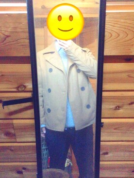 「no brand（ノーブランド）のアイテム（ピーコート）」を使った、こーさん（メンズ・171cm）の冬コーディネート