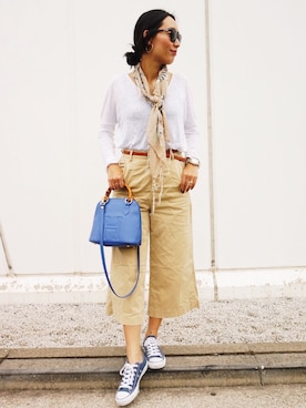 「CRAP EYEWEAR(クラップアイウェア)のアイテム」を使った、内村茉寿美さん(レディース・164cm)の夏コーディネート