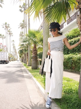 「海」｜「アイテム（その他トップス）」を使った、内村茉寿美さん（レディース・164cm）の夏コーディネート