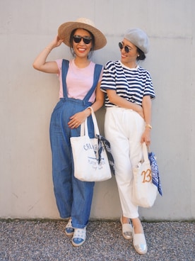 「CRAP EYEWEAR(クラップアイウェア)のアイテム」を使った、内村茉寿美さん(レディース・164cm)の夏コーディネート