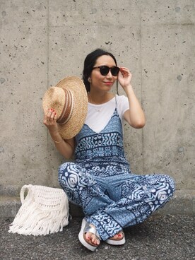 「アイテム（つなぎ/オールインワン、その他）」を使った、内村茉寿美さん（レディース・164cm）の夏コーディネート