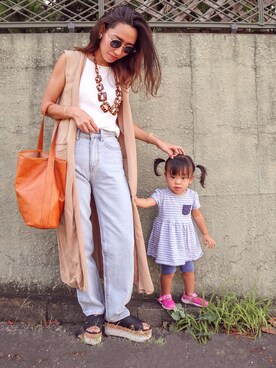 「LAGUNAMOON（ラグナムーン）のアイテム（その他アウター）」を使った、内村茉寿美さん（レディース・164cm）の夏コーディネート